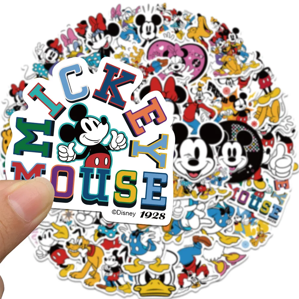 50PCS Disney Movie Minnie Mickey Stickers Anime Decal DIY Skateboard Laptop Motorcycle Cool Cute Cartoon Sticker Pack Kids Toy