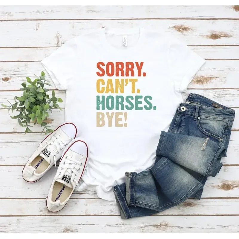 Pferde-Shirt „Sorry, ich kann nicht“ als Geschenk für Pferdeliebhaber, Pferdebesitzer, Mädchen, Reitermutter