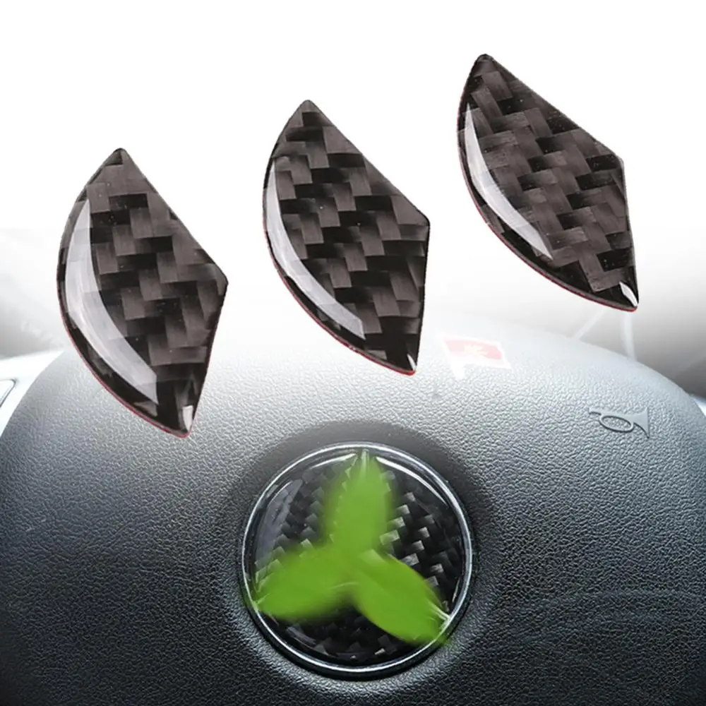 3Pcs Car steering wheel Emblem cover sticker carbon fiber style For A B C E CLA Class W204 W205 W212 W213