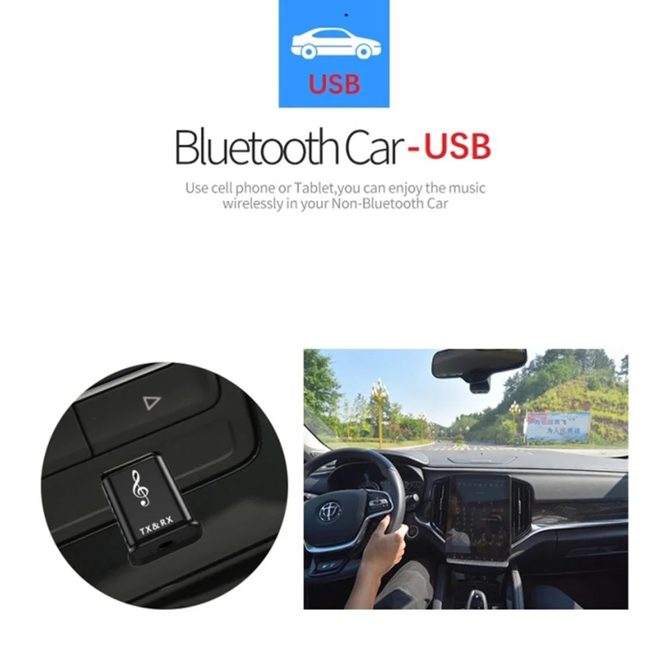 USB Bluetooth 5.0 odbiornik Audio nadajnik 3.5mm AUX Jack 2 w 1 Bluetooth 5.0 Adapter Dongle na PC TV głośnik samochodowy zestaw słuchawkowy