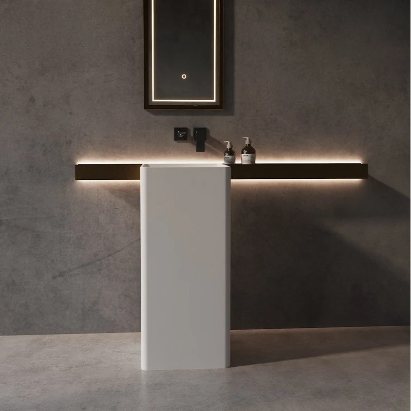 

Artificial stone column basin, wash basin, bathroom, balcony integrated with floor, wash basin, basin simple column type