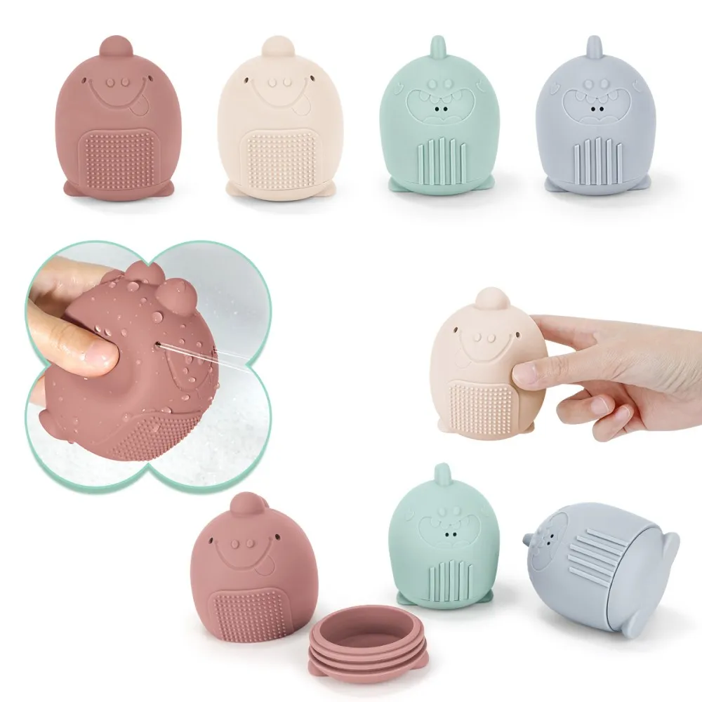 4 قطعة ألعاب الحمام الاستحمام لطيف ديناصور حمام سباحة الشاطئ لعبة الماء الكلاسيكية للأطفال لعب المياه الكرتون الحيوان بركة اللعب