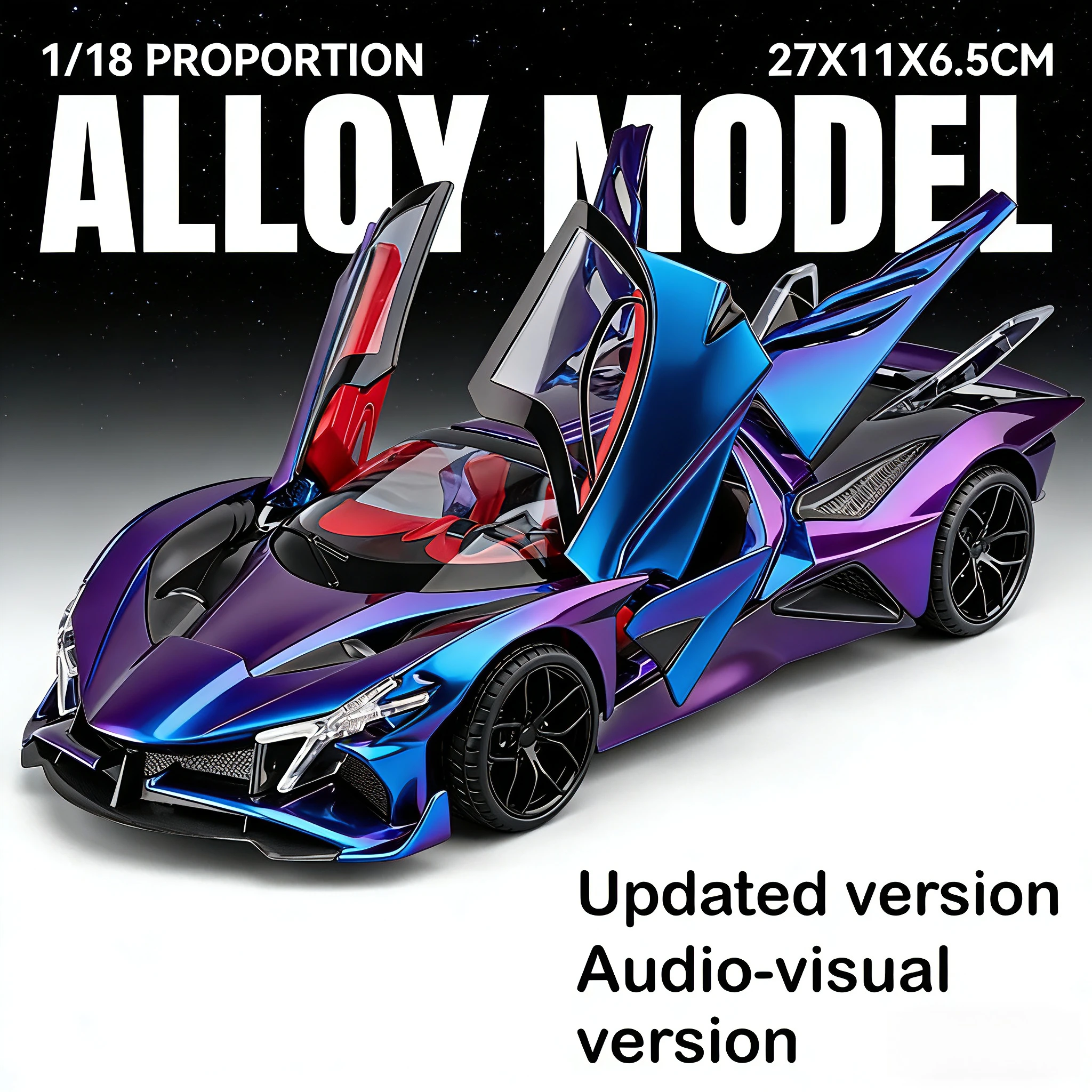 Apollo Metal Concept Racer Legierungsautomodell im Maßstab 1:18, akustische optische Effekte, Spielzeuggeschenk für alle Altersgruppen.