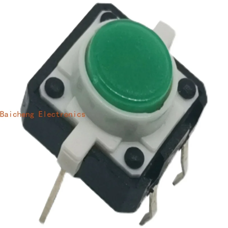10PCS Touch switch 12x12x7.3 with light button switch, green LED light reset micro four pin switch