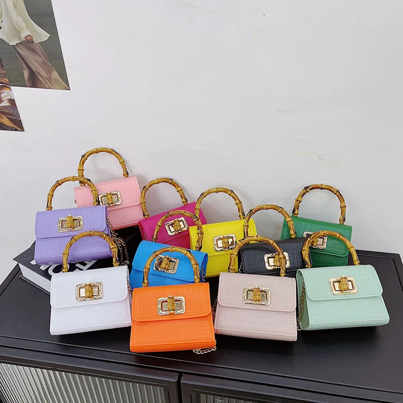 

2024 summer jelly bag crocodile print small square bags mini crossbody women's purse for kids girls bolsos para mujeres bolsos