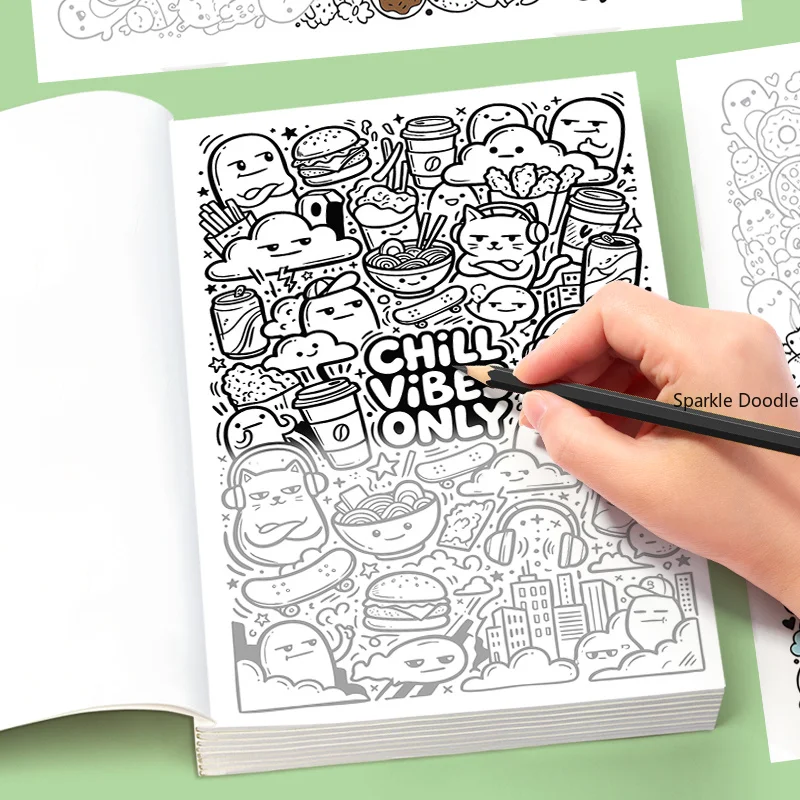A Diverse Themed Meditation Coloring Graffiti Copy Book, Succulent Plants/flowers/food/mandalas and Other Themes, 24 Pages