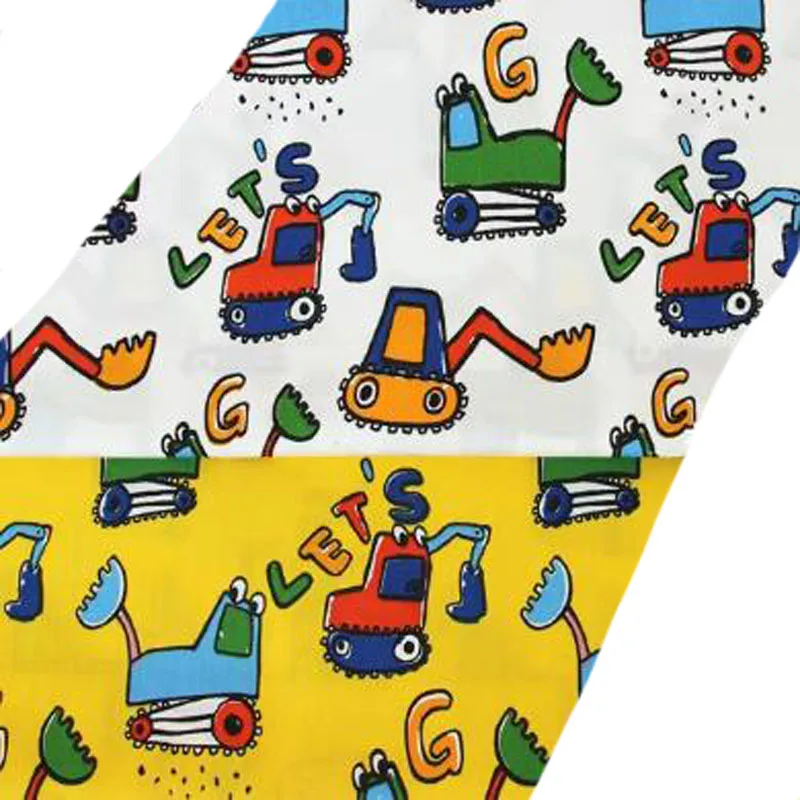 100% Cotton viaPhil Cartoon Vehicle Bus Fire Truck Car Series Printed Fabric Patchwork Cloth Dress Home Decor