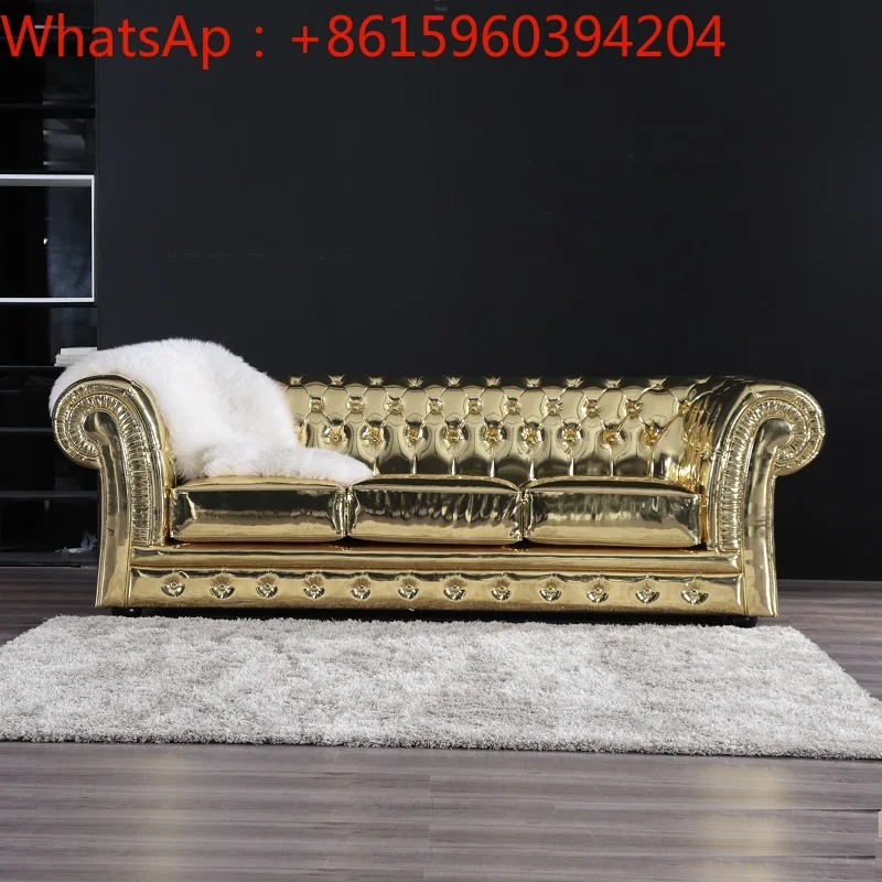 High-grade European classic  retro 3 living room  leather  deluxe gold