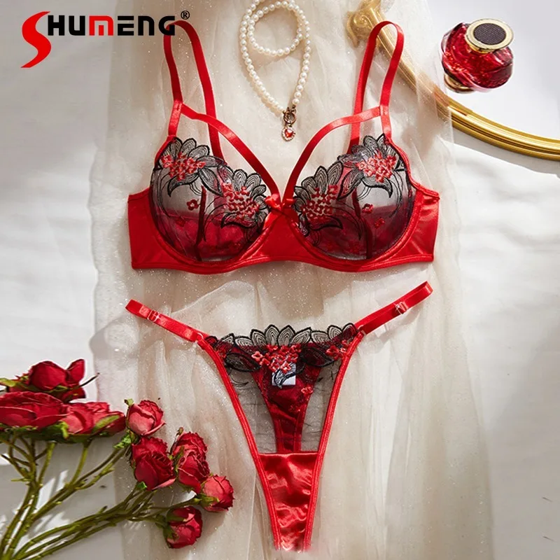 

Роскошное сексуальное женское белье в японском стиле для женщин, комплект с бюстгальтером с вышивкой и косточками, женские милые короткие костюмы с эффектом пуш-ап