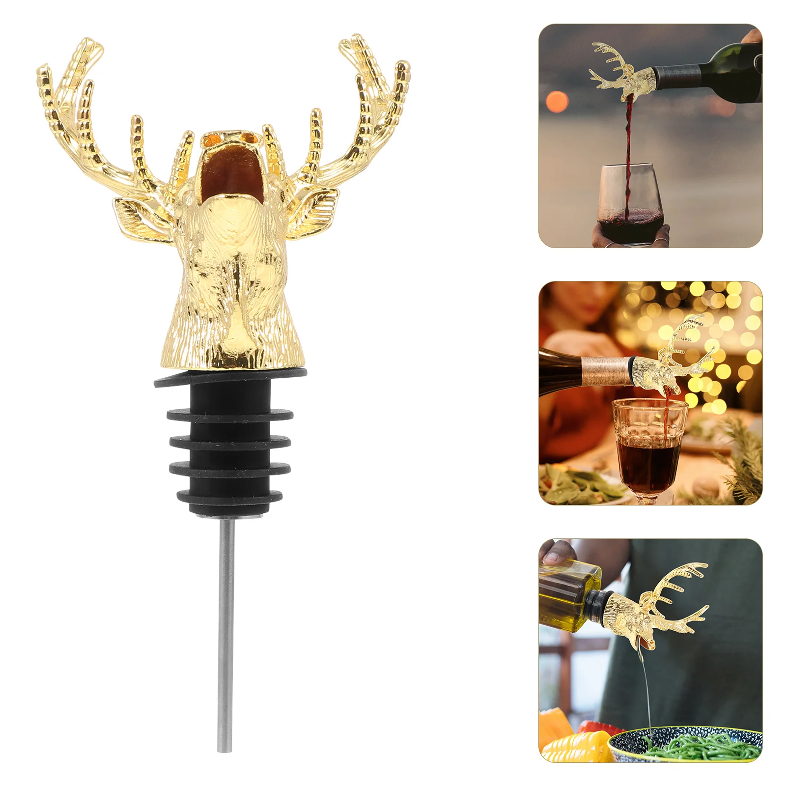

Deer Head Pourer Creative Bottle Stopper Sealing Plug Accessories and Gadget Bottles Party Stoppers