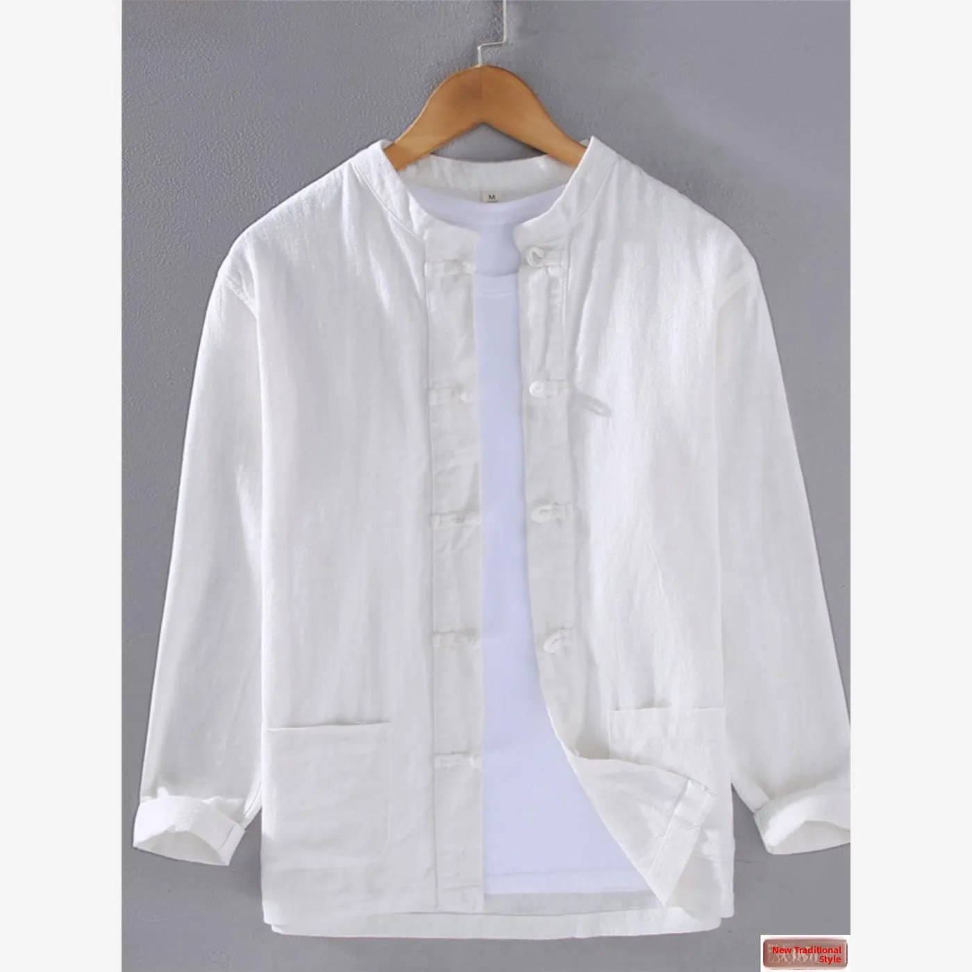 

Мужская льняная куртка с воротником-пуговицами, дзен-медитационный чайный сервиз, тай-чи Ханфу, летний сезон, сцена путешествий