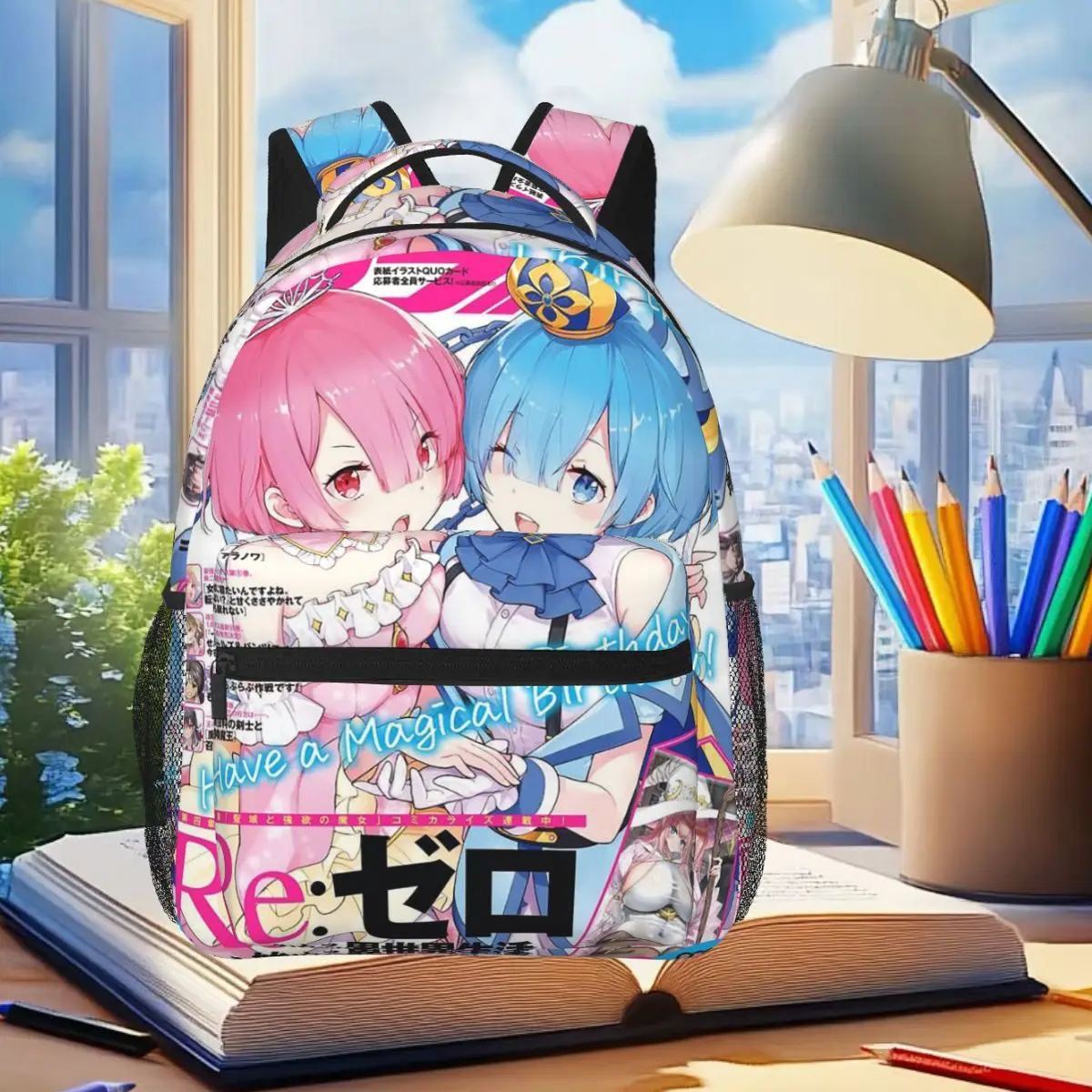 Rem Ram Re Zero Starting Life In Another World Anime Backpack Student Boys Girls BookBag Children School Bag Laptop Shoulder Bag
