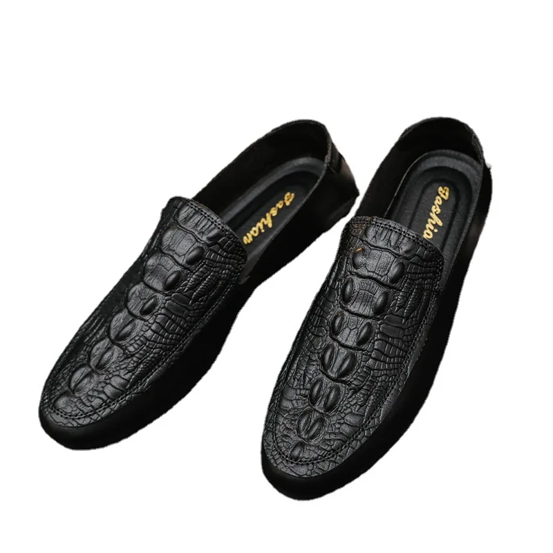 

Crocodile Pattern Loafers Men Fashion Slip on Shoes New Comfy Men's Flats Leather Casual Shoes Walking Moccasins