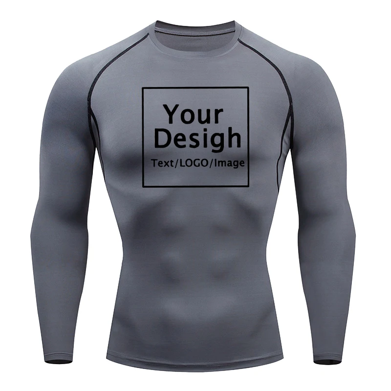 Men\'s Custom Logo Compression Shirts Your OWN Design DIY Print Tshirts Gym Jogging Tracksuit Workout Quick Dry Athletic Tee Tops