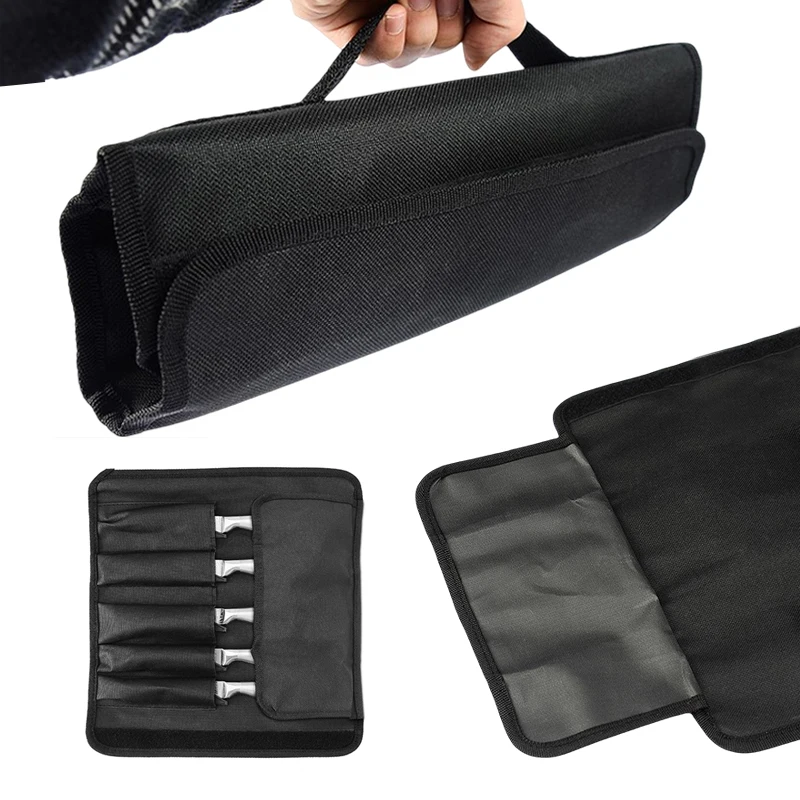 

Portable Chef Knife Roll Bag with 5 Slots Oxford Knives Bag Kitchen Knife Carry Case for Stainless Steel Knives Storage Tool New