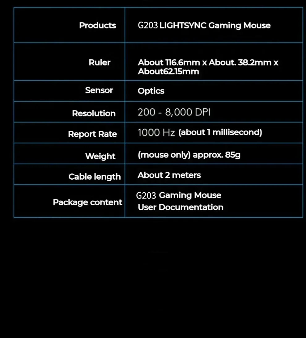 Logitech G203 wired mechanical gaming mouse csgo eat chicken press gun game peripheral RGB lighting