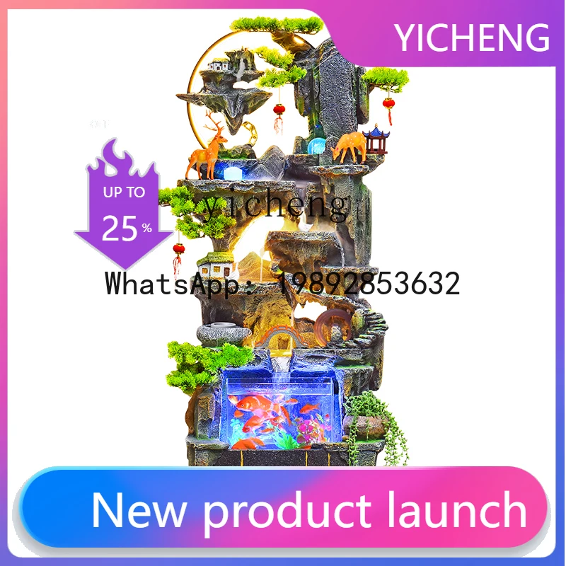 A30  Flowing Water Ornament Feng Shui Wheel Wealth-Attracting Humidifier Circulating Water Alpine Fountain Floor Standing