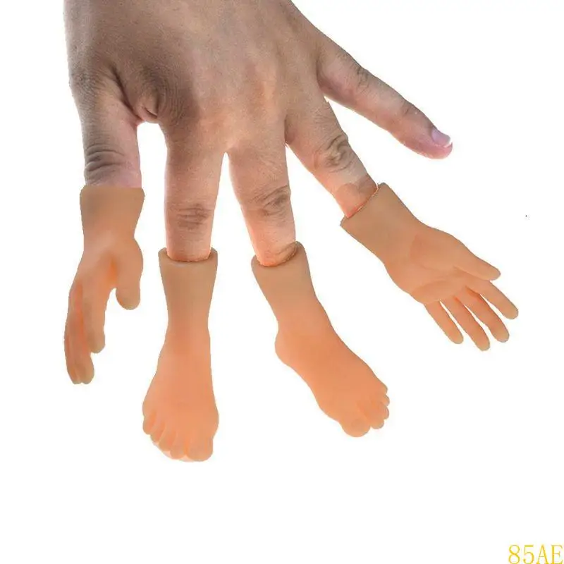 

85AE 1 Pair Tiny Left Right Hand Foot Party Favor Soft Vinyl Mini Finger Feet Puppets