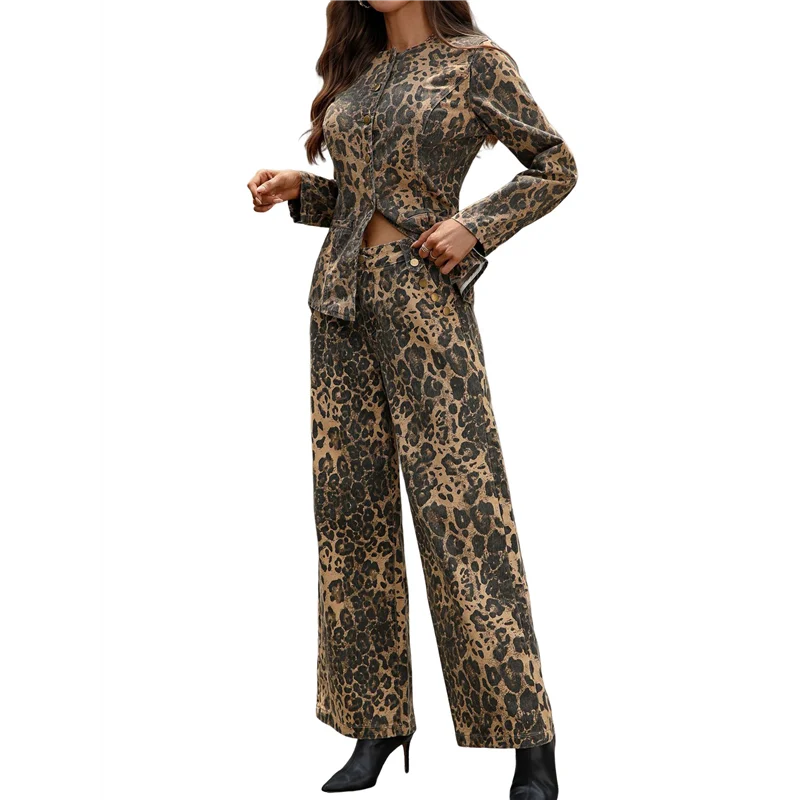 

НОВЫЙ женский джинсовый комплект из 2 предметов, рубашка Y2k, широкие джинсы, брюки-палаццо, наряды