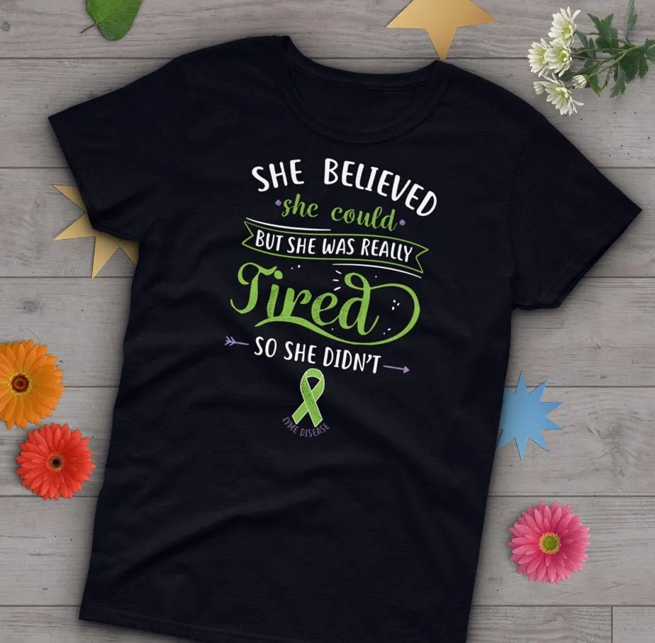 Lyme Disease T Shirt Women Invisible Chronic Illness Ribbon Awareness Spoonie Spoon Theory Green