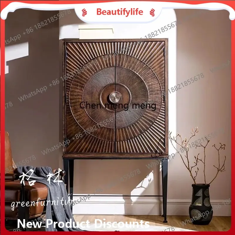 

A50 ретро китайский винный шкаф из цельного дерева/французский американский резной шкафчик для гостиной/этажный шкаф-витрина