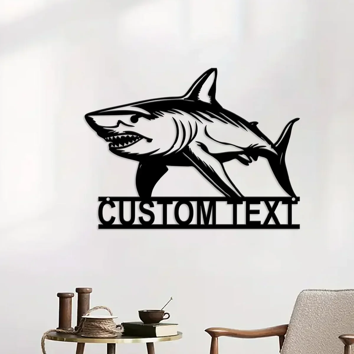 Crafted Great White Shark Metal Decor: An Ideal Wall Sign for Nursery, Featuring Custom - Made Hangings Tailored To Shark Lovers