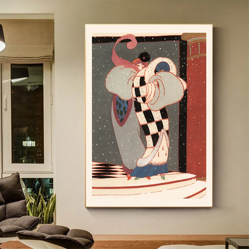 Vintage French Deco Art Illustration Poster Luxury Fashion Prints Canvas Painting Wall Art Pictures Home Room Fashion Decoration