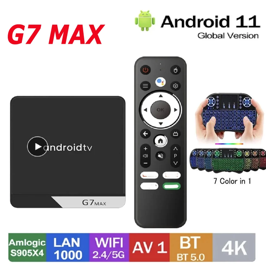 G7 Max Smart TV Box Android 11 S905X4 4GB 64GB 1000M AV1 4K HD 2.4GHz/5GHz Dual Wifi USB3.0 Set Top Box Media Player 4GB 32GB