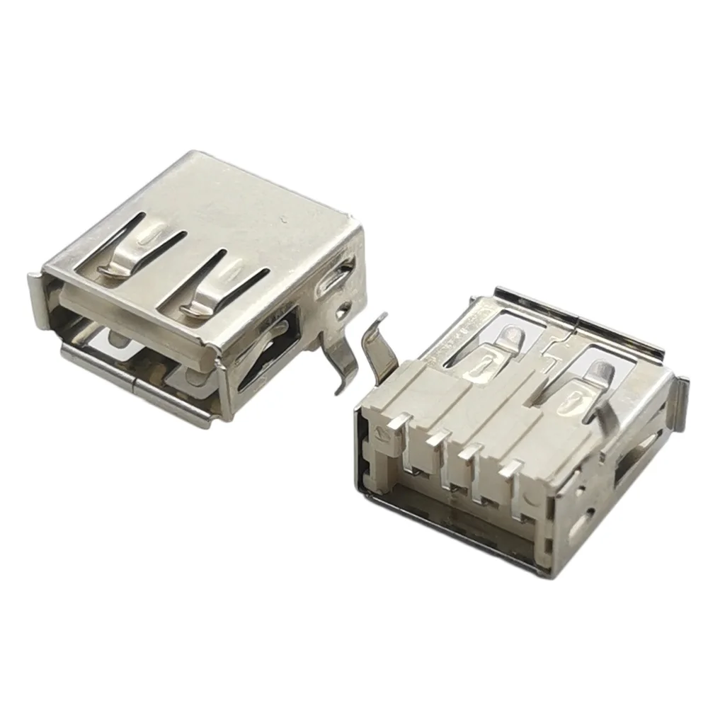 2023 Hot USB Type A Standard Port Female Solder Jack Connector PCB Receptacle USB-A Type AF 90 Degree Arc Pin Crimp Flat Port Re