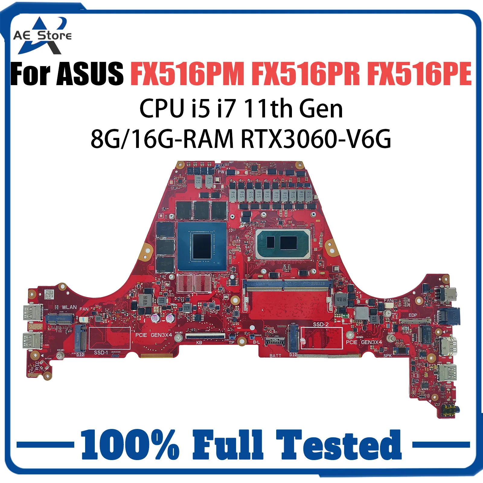 FX516PR Laptop Motherboard For ASUS TUF F15 FX516PM FX516PE FX516PM PX516P I5-11300H I7-11370H RTX3070 Mainboard