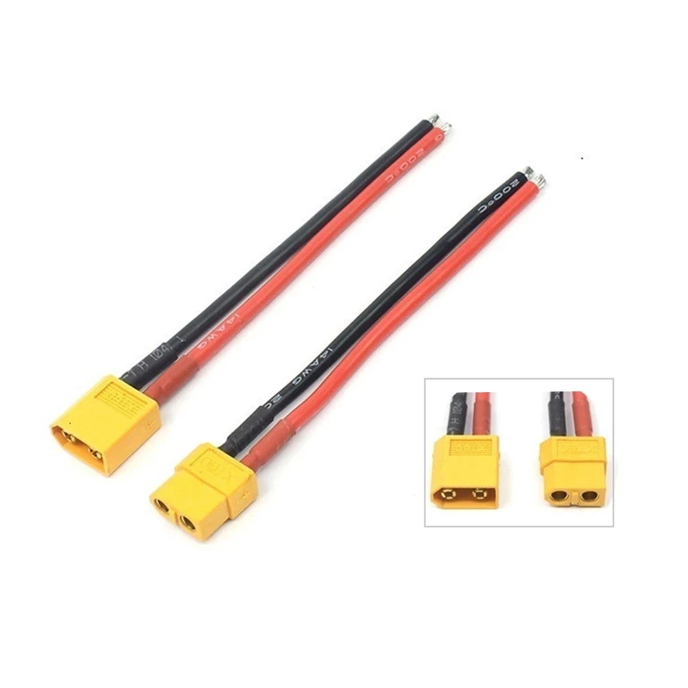 RC Lipo Pin Adapter XT30 XT60 T Cắm Nam/Nữ Dây Nối Dài Dây Silicone 14AWG 10CM Cho FPV máy Bay Không Người Lái Xe RC Phụ Kiện