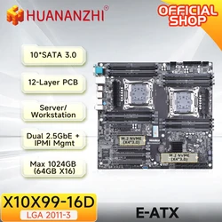HUANANZHI X10X99 16D LGA 2011-3 XEON X99 Motherboard support Intel Dual CPU E5 2640 2666 2670 2696 2678 V3 V4 DDR4 RECC NVME RU