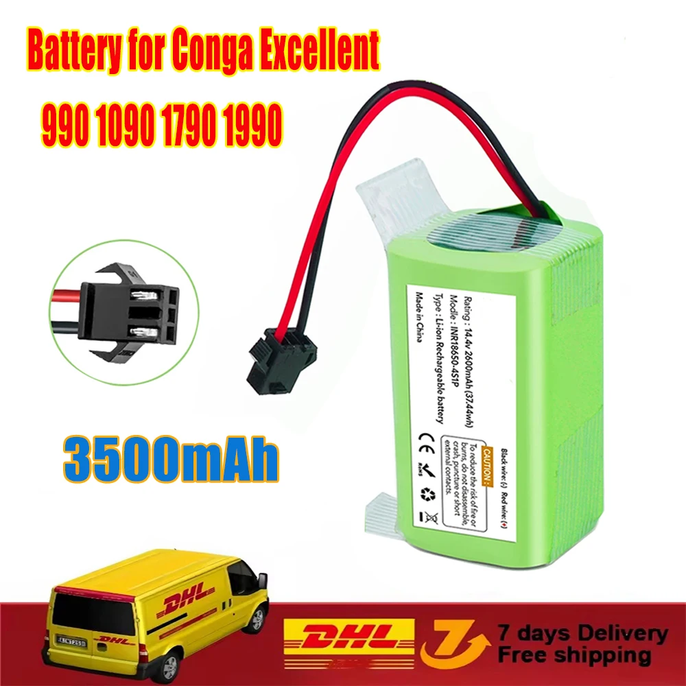 Batería conga 1090 990 950 cecotec 14,4 V 3.5Ah Li-ion para Ecovacs Deebot DN621 601/605 Eufy RoboVac 35C Panda i7 V710