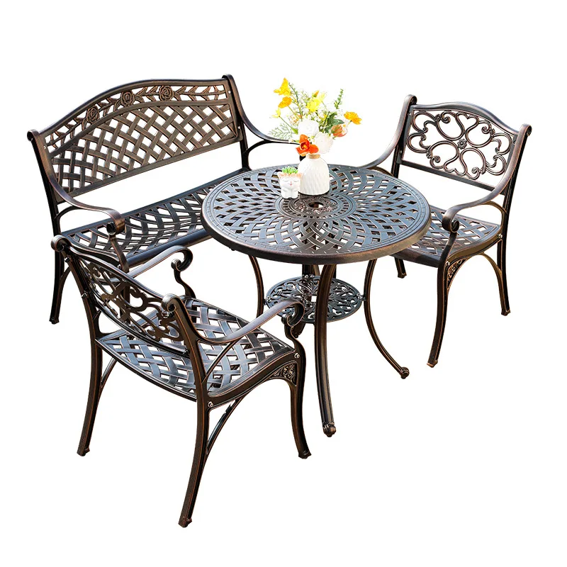 

Набор уличной мебели для балкона: столы и стулья из литого алюминия, белые, небольшие, для сада, устойчивые к ржавчине и коррозии, компактный комплект для отдыха.