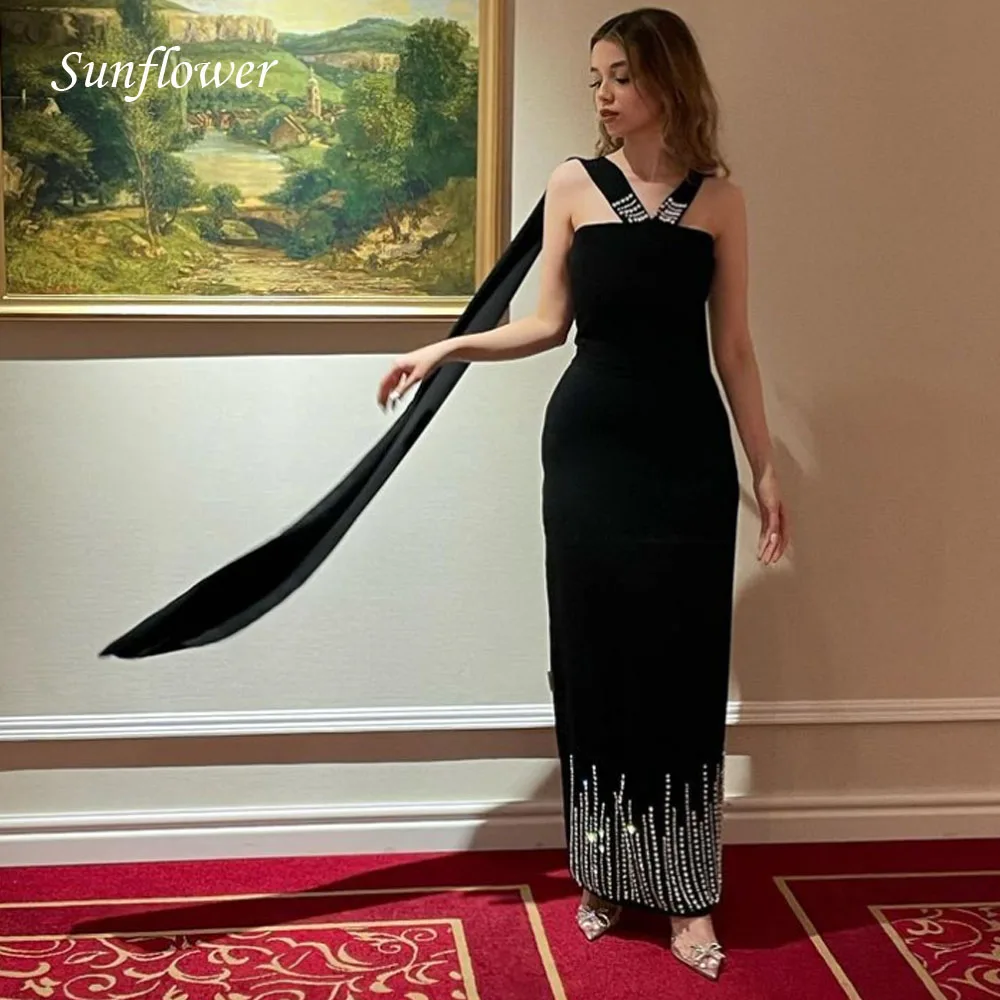 

Sunflower Simple Strapless Prom Gowns Ankle-Length Mermaid Evening Dress Backless Party Dress 2023 Crepe High-end customized