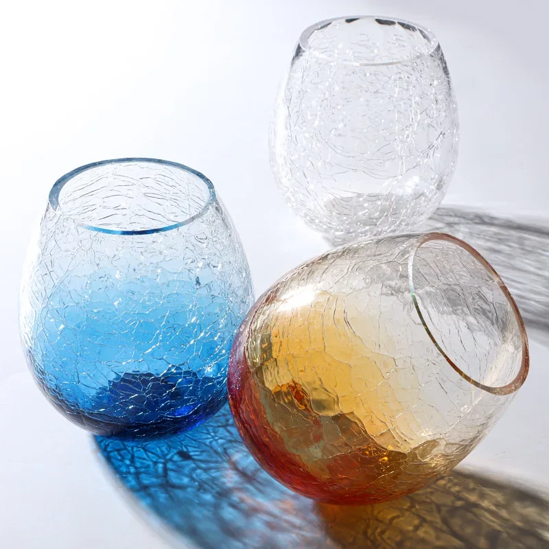 Creative Japanese-style ice-cracked glass  household water glass foreign wine glass whiskey  drinking water cup