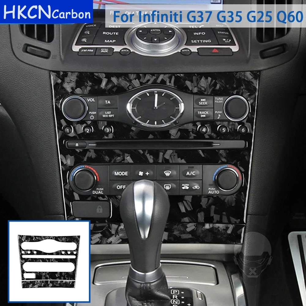 

For Infiniti G37 2008-2013 G35 G25 Q60 Car Accessories Forged Carbon Fiber Interior Console CD AC Switch Panel Trim Sticker