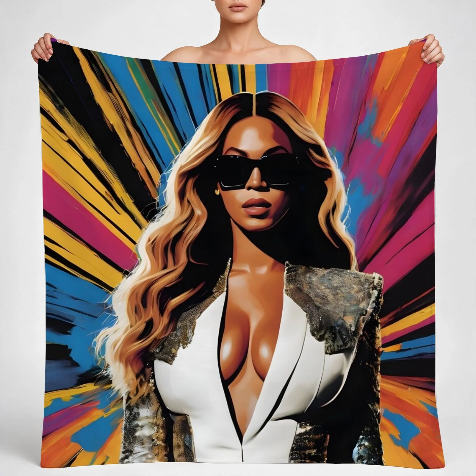 Beyonce Portrait v2 Throw Blanket couch cozy soft plush fuzzy picnic outdoor blanket