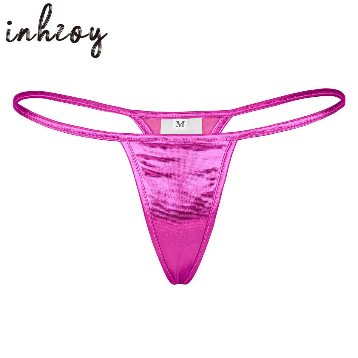 Women's Shiny Metallic Low Rise G-String Thong Micro Panties Lingerie Wet Look Latex PVC Underwear Erotic Briefs Swimwear