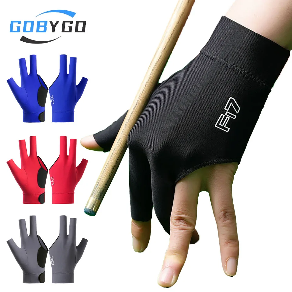 GOBYGO 1Pcs Snooker Billiards Glove Left Hand Portable Adjustable High Elastic Anti-Slip Durable Sports Cue Glove Pool Training