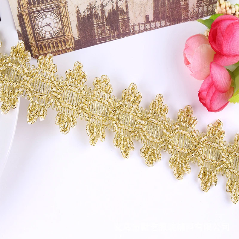 5Yards/Lot 3.5cm Wide Gold Silver Lace Curve National Braided Trim DIY Dancing Dress Stage Decoration Sew Edges