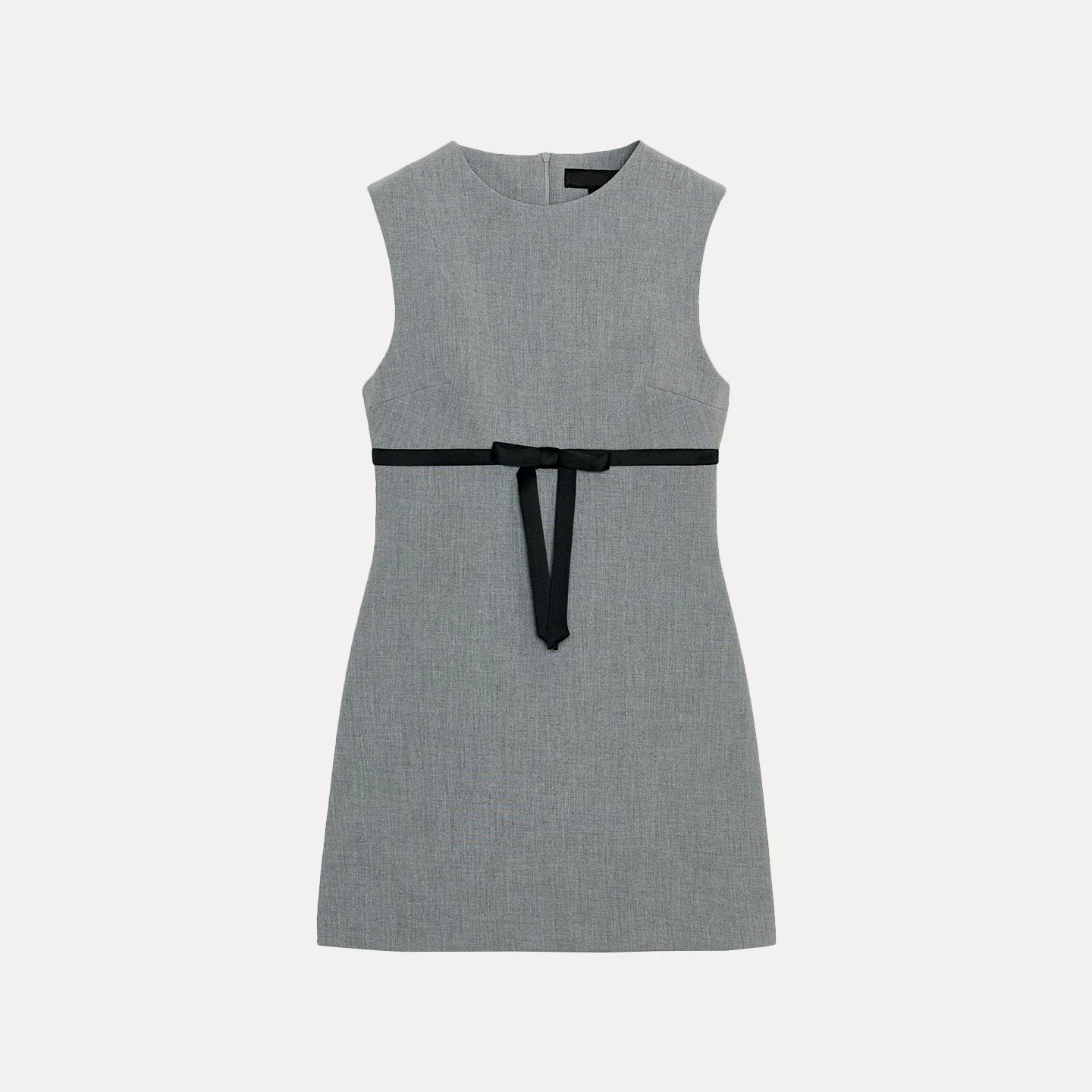 Z 패션 나비 매듭 짧은 실크 새틴 드레스 세련된 A라인 미니 드레스 여성용 라운드 넥라인 민소매 바디콘 핏