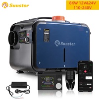 8KW 12V 24V &110-220V Diesel Air Heater Bluetooth Portable Parking Heater Bluetooth LCD  Parking Heater Home RV Trailer Camper