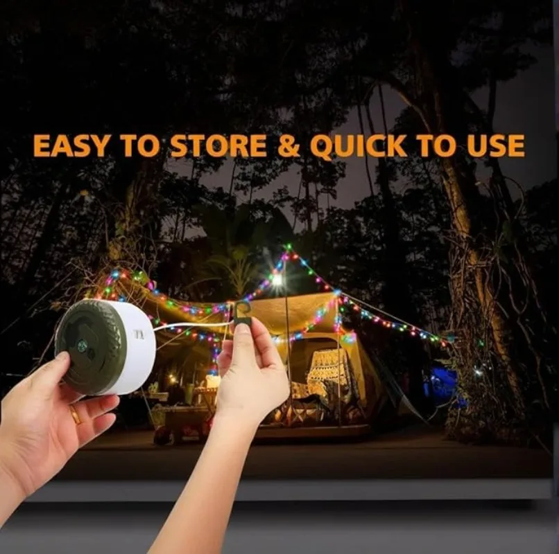 Outdoor Camping Tape Measure Light Waterproof Portable Storage String Light Campsite Lighting Atmosphere Tent Light