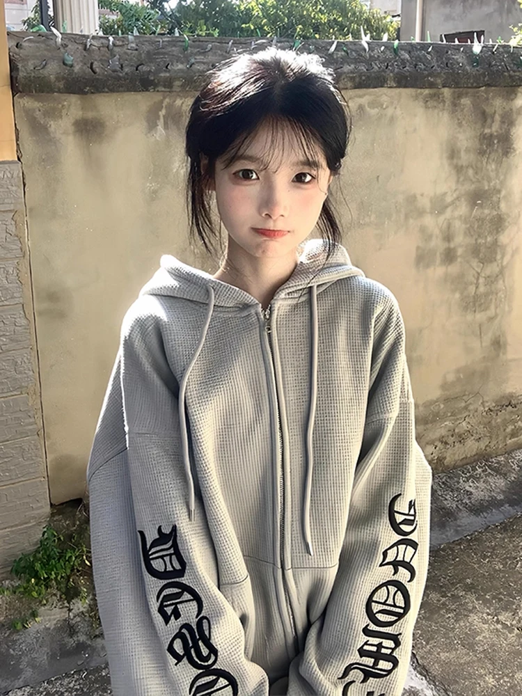 

Мужская толстовка с капюшоном на молнии в стиле ретро, мужская свободная повседневная верхняя одежда для осеннего сезона, пара с вышивкой Faion