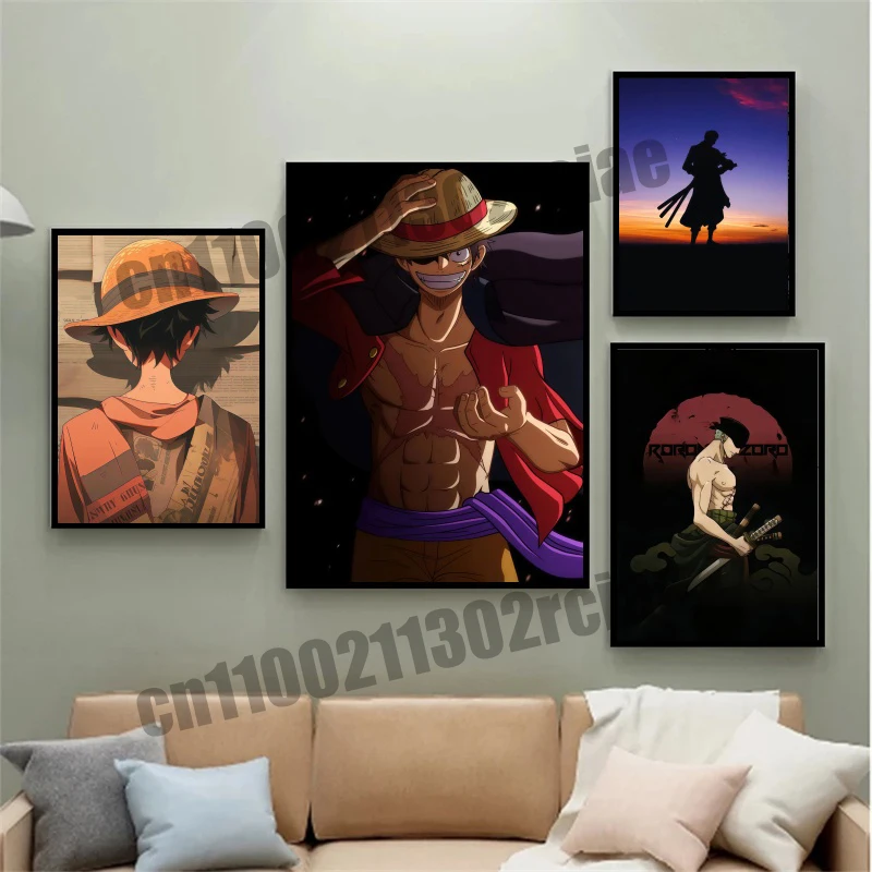 

Japanese Childhood Classic Anime One Piece Luffy, Ace, Cool Canvas Painting Art Poster Suitable for Living Room Decoration Gift