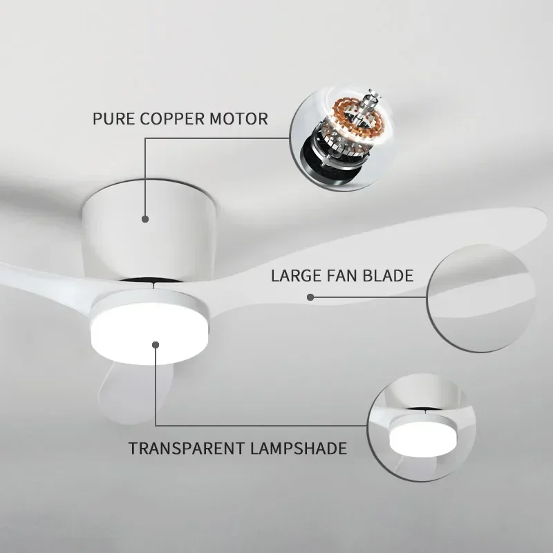 LED Light DC Motor Modern Ceiling Fan Kitchen Living Room Dining Room Household High Air Volume Remote Control Pendant Light