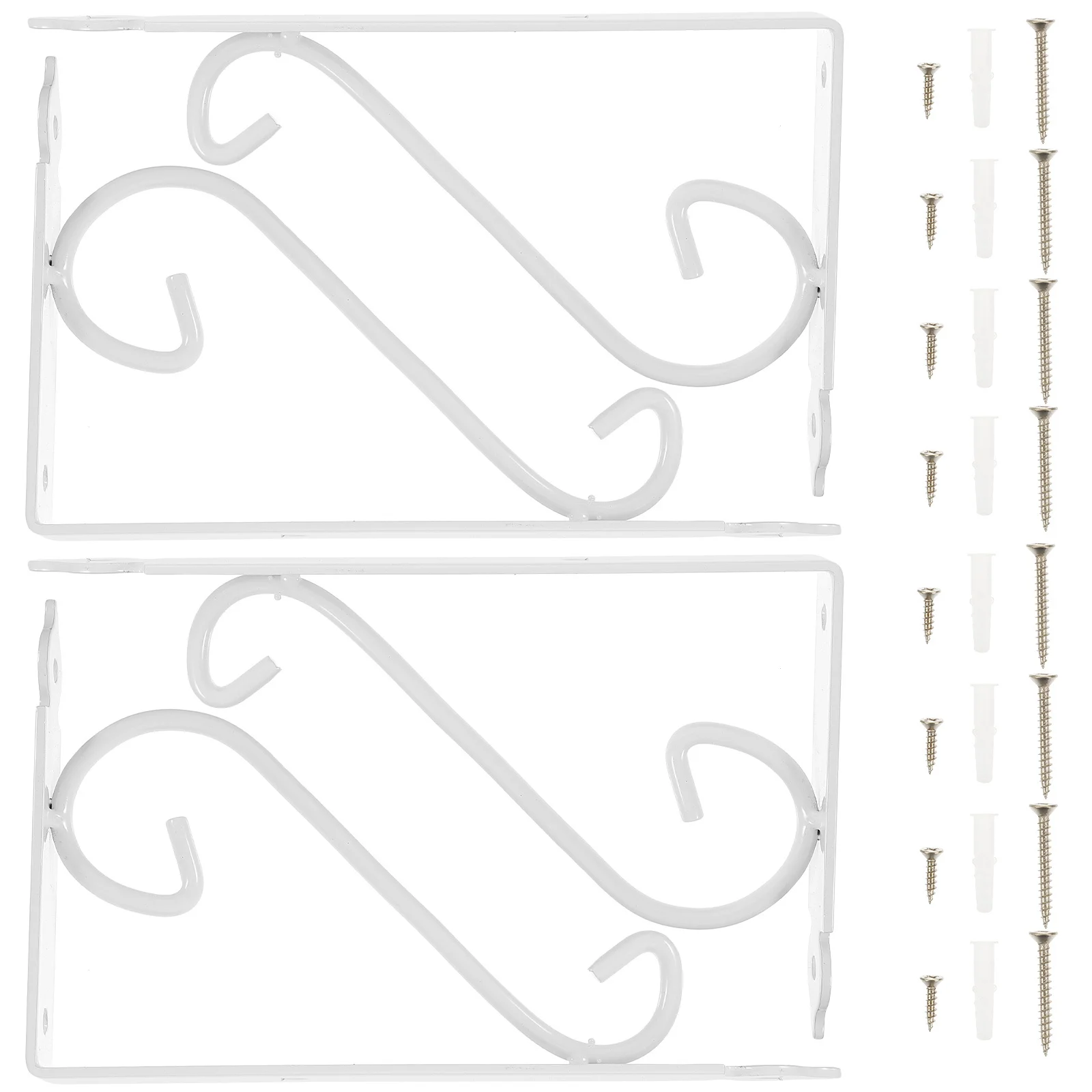 

4 шт. настенные кронштейны для полок с цветочным узором, прочный железный белый цвет 20x20 см, винтажный стиль для книжной полки, набор обшивки, поддержка коробки