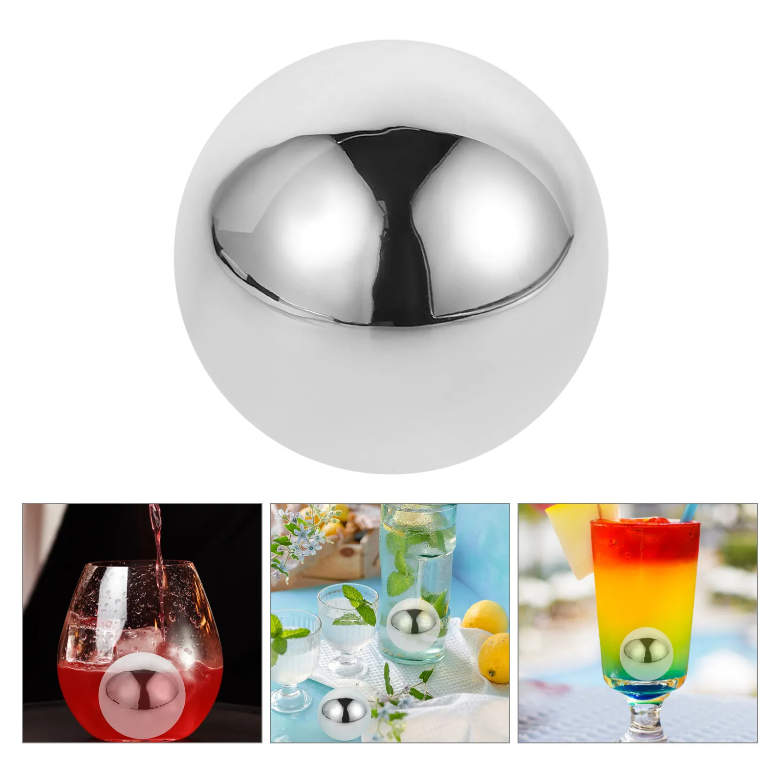 Bola de Gelo de Aço Inoxidável 55mm Diâmetro 304 Grau Alimentício, Pedra de Uísque, Resfriador de Vinho, Cubo de Gelo Metálico Reutilizável, Resfriador de Bebidas