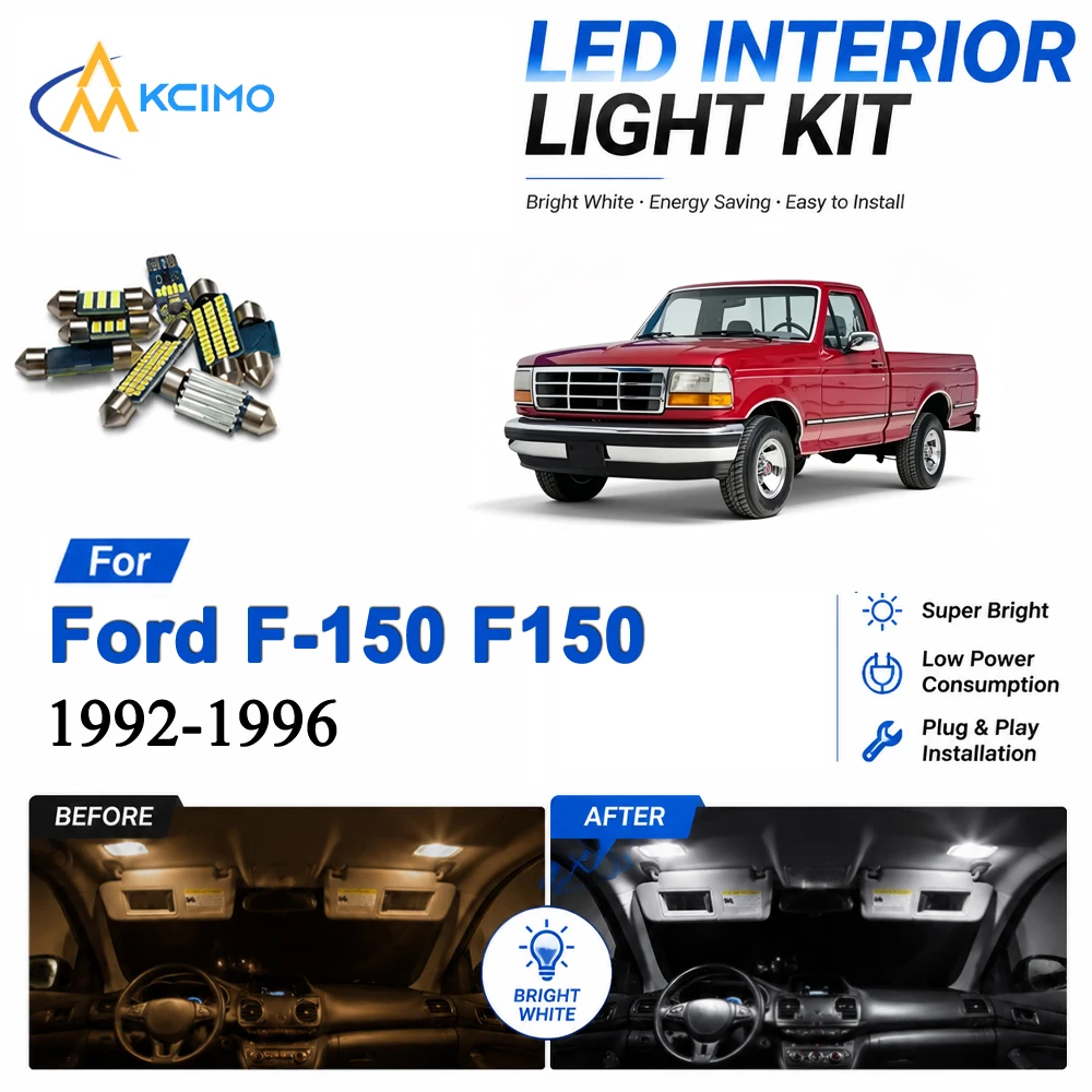 Classic Car Premium Interior LED Lighting For Ford F-150 F150 1992-1996 Driver Dome Map Lamp LED Bulbs Kit Auto Accessories